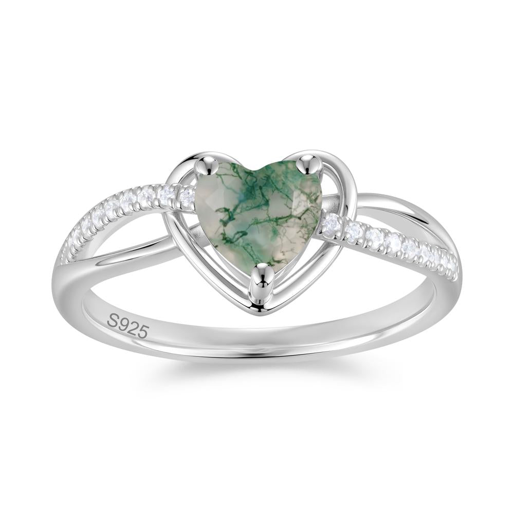 Heart Cut London Blue Topaz Twisted Split Shank Promise Ring - LUO Jewelry #gemstone_Moss Agate