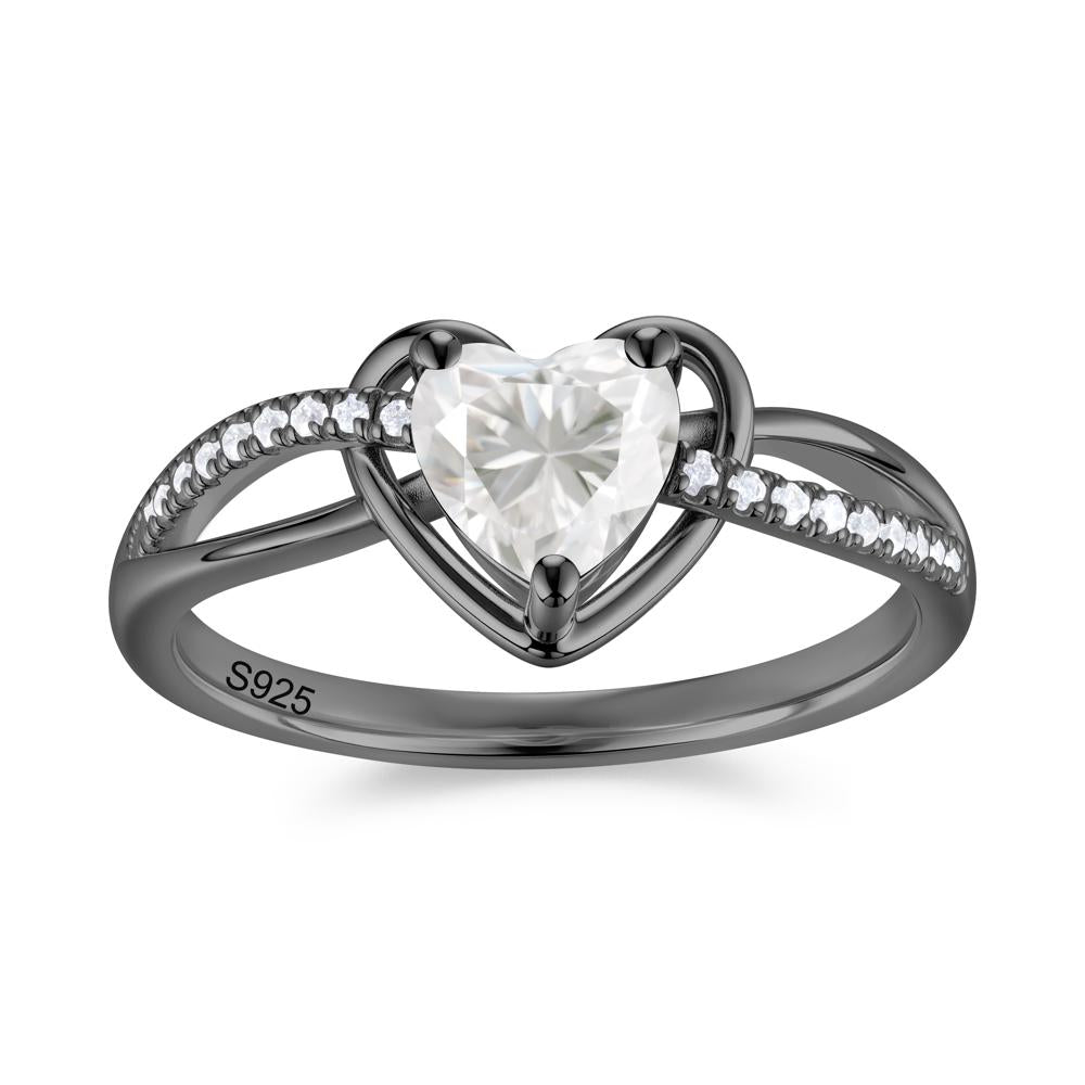 Heart Cut London Blue Topaz Twisted Split Shank Promise Ring - LUO Jewelry #gemstone_Moissanite