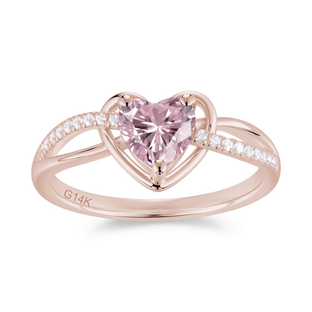 Heart Cut London Blue Topaz Twisted Split Shank Promise Ring - LUO Jewelry #gemstone_Pink Cubic Zirconia
