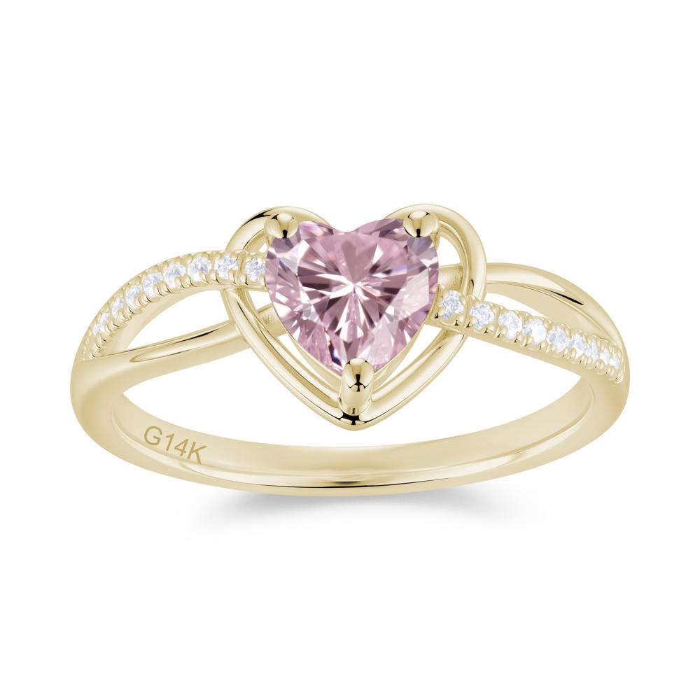 Heart Cut London Blue Topaz Twisted Split Shank Promise Ring - LUO Jewelry #gemstone_Pink Cubic Zirconia