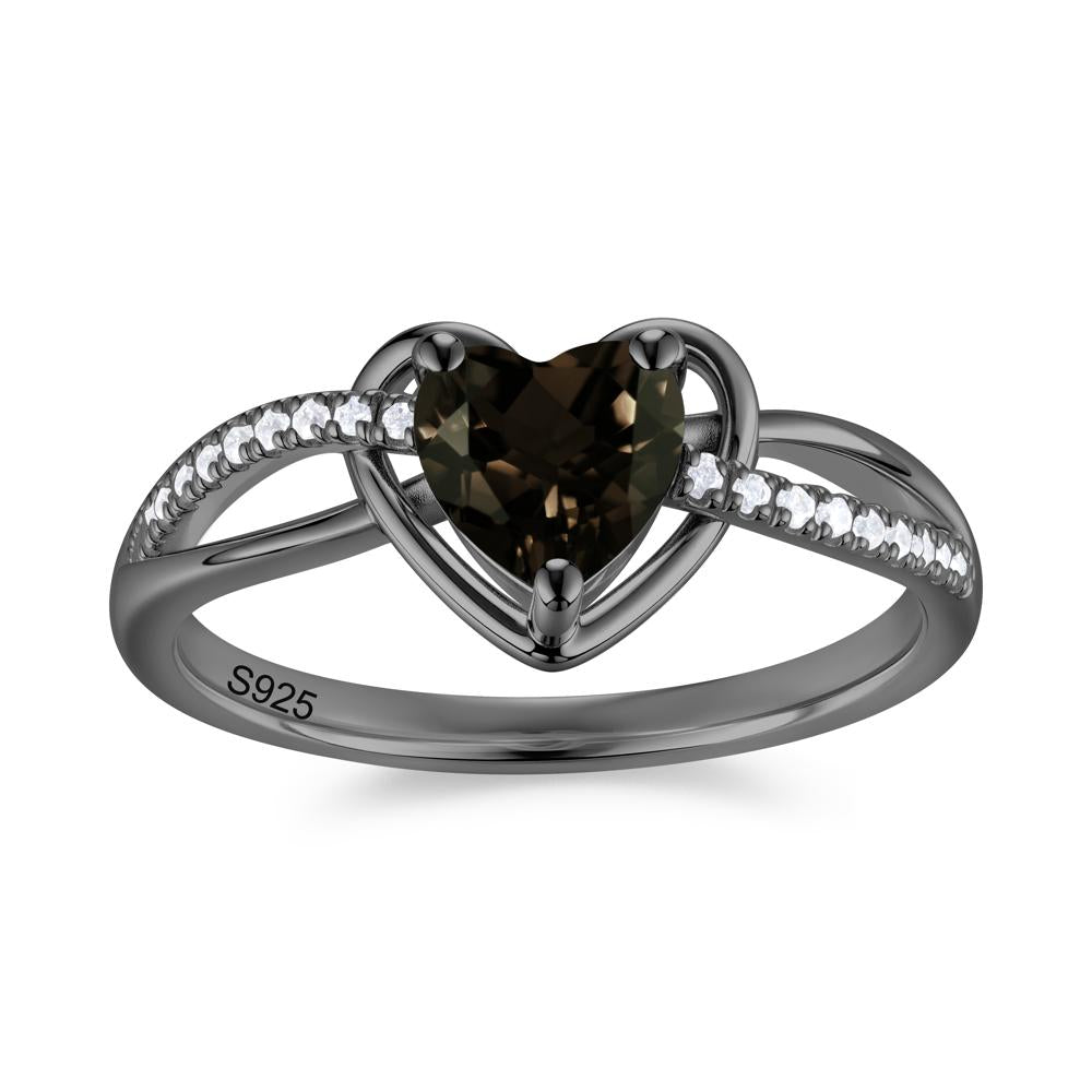 Heart Cut London Blue Topaz Twisted Split Shank Promise Ring - LUO Jewelry #gemstone_Smoky Quartz