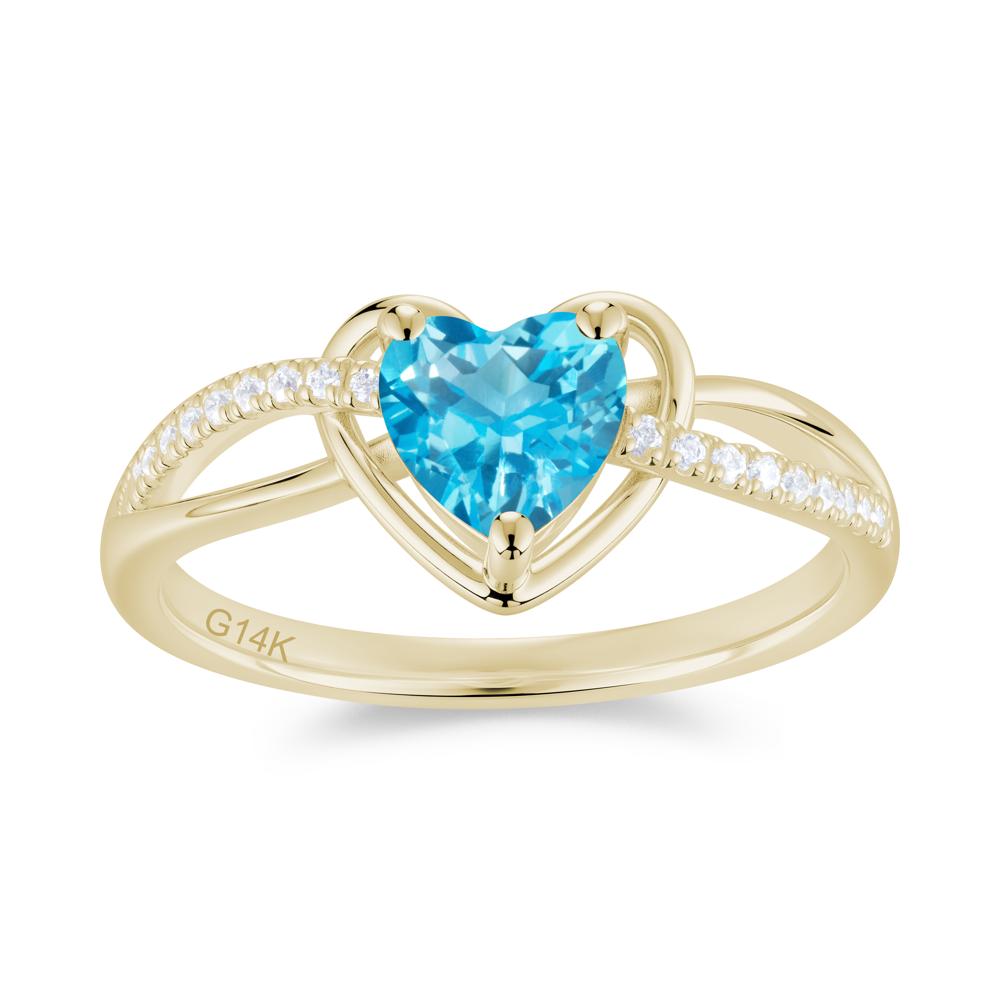 Heart Cut London Blue Topaz Twisted Split Shank Promise Ring - LUO Jewelry #gemstone_Swiss Blue Topaz