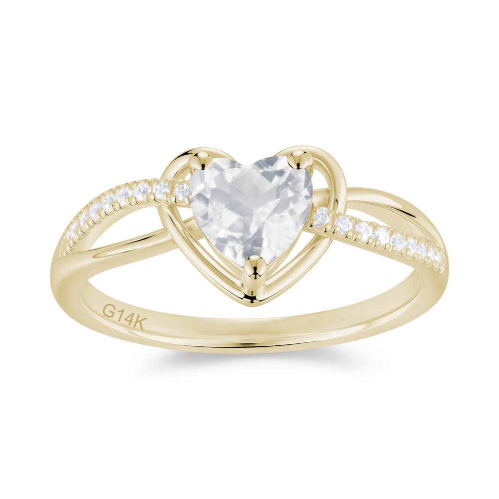 Heart Cut London Blue Topaz Twisted Split Shank Promise Ring - LUO Jewelry #gemstone_White Topaz