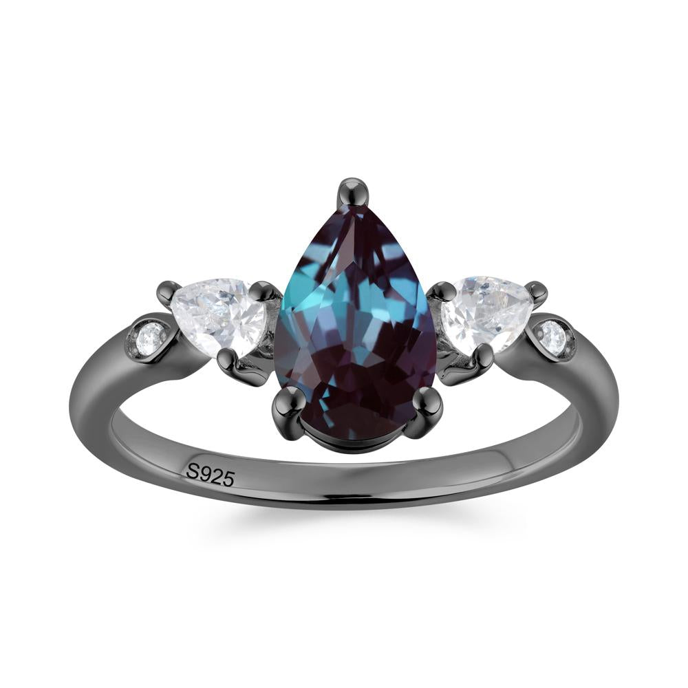 Victorian Milgrain Pear Cut Amethyst Ring Set - LUO Jewelry #gemstone_Alexandrite