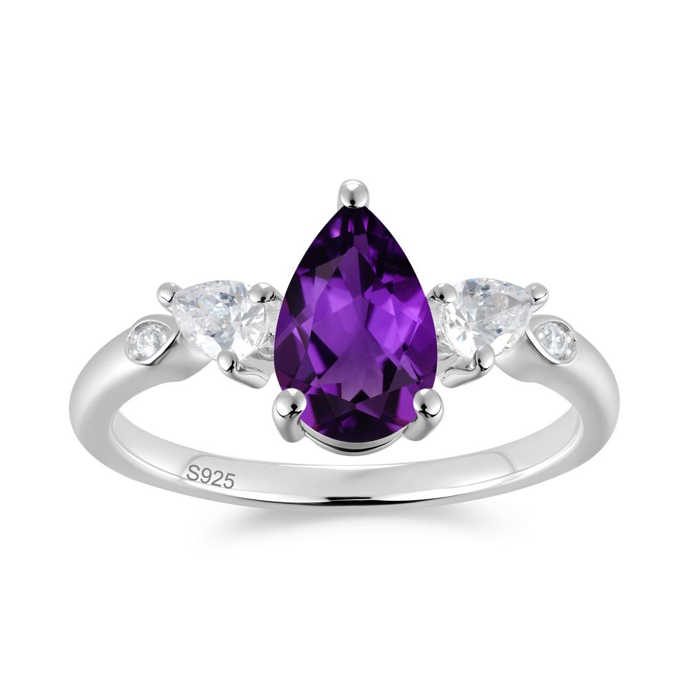 Victorian Milgrain Pear Cut Amethyst Ring Set - LUO Jewelry #gemstone_Amethyst