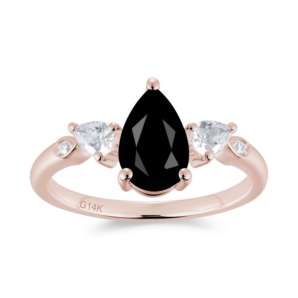 Victorian Milgrain Pear Cut Amethyst Ring Set - LUO Jewelry #gemstone_Black Spinel