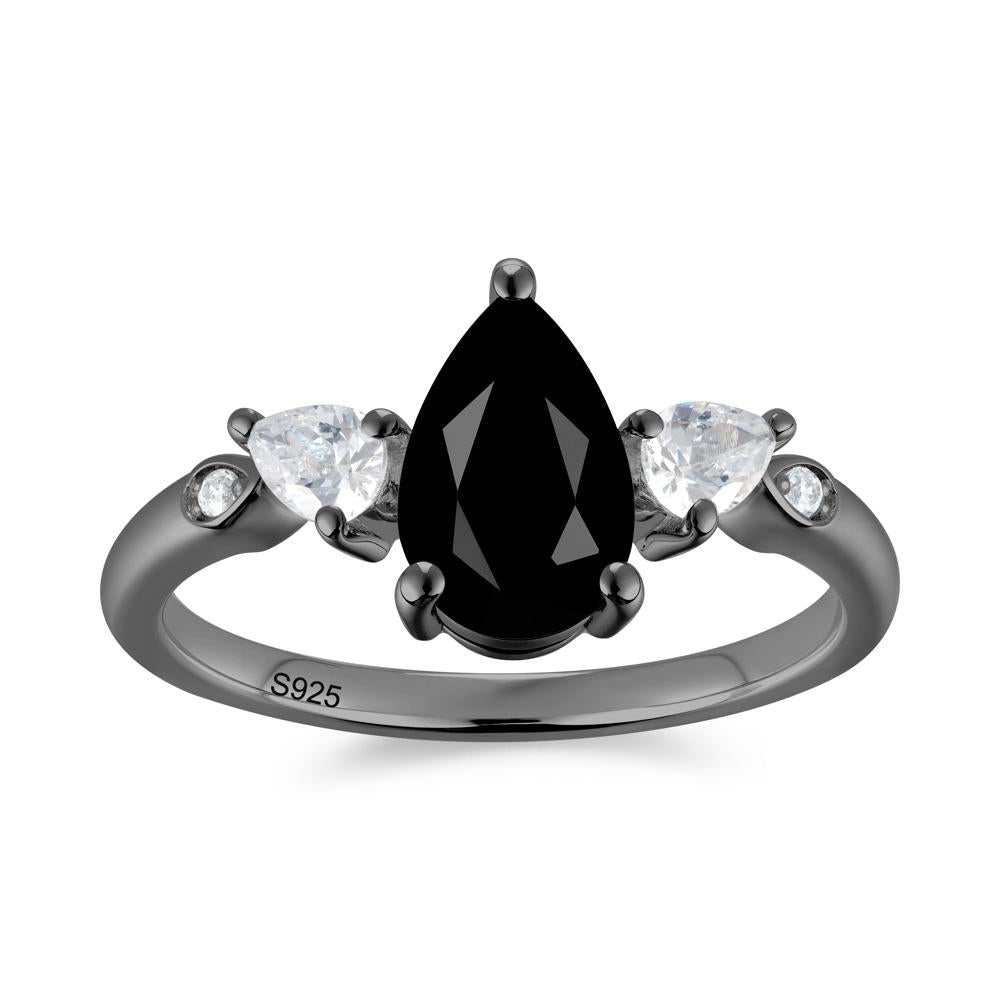Victorian Milgrain Pear Cut Amethyst Ring Set - LUO Jewelry #gemstone_Black Spinel