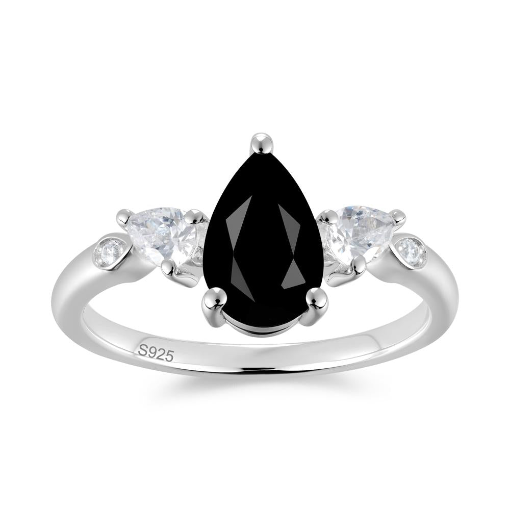Victorian Milgrain Pear Cut Amethyst Ring Set - LUO Jewelry #gemstone_Black Spinel