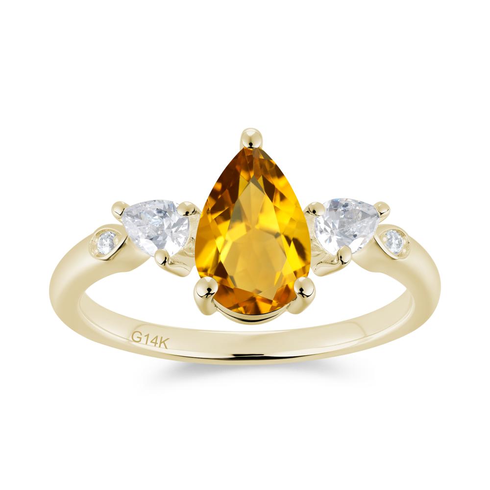 Victorian Milgrain Pear Cut Amethyst Ring Set - LUO Jewelry #gemstone_Citrine