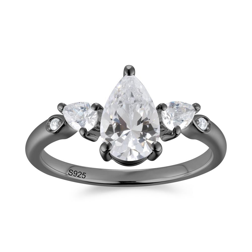 Victorian Milgrain Pear Cut Amethyst Ring Set - LUO Jewelry #gemstone_Cubic Zirconia