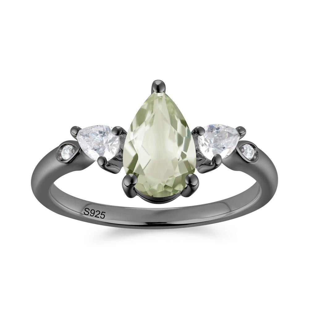 Victorian Milgrain Pear Cut Amethyst Ring Set - LUO Jewelry #gemstone_Green Amethyst
