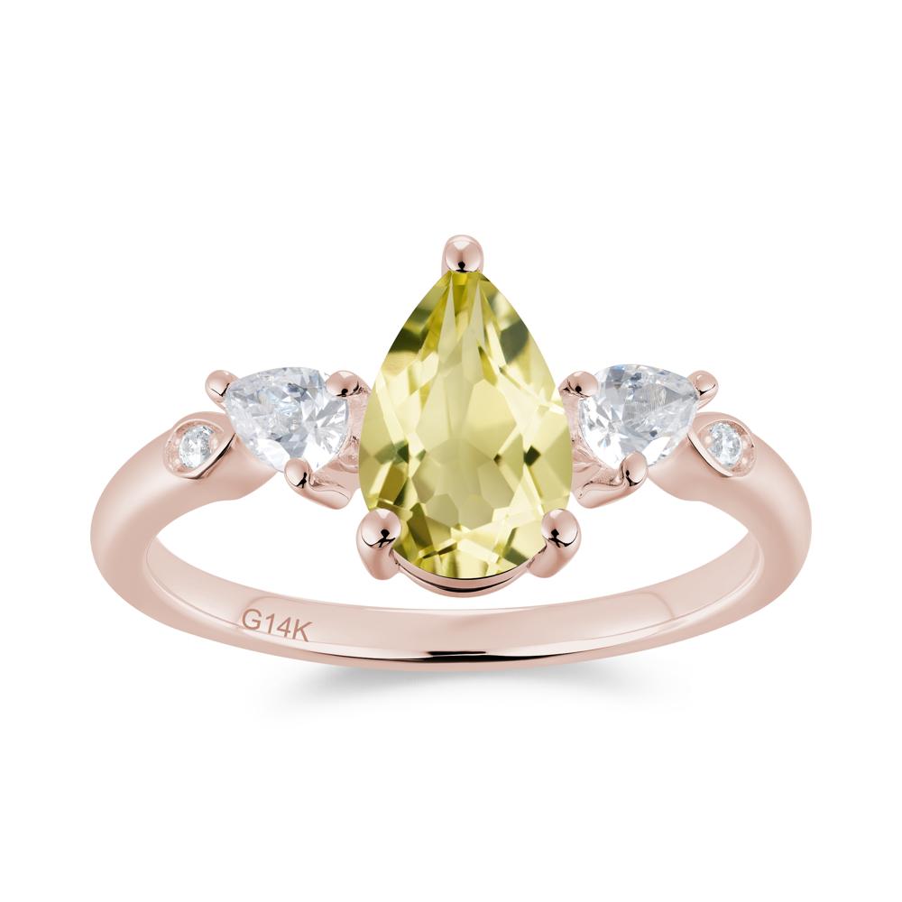 Victorian Milgrain Pear Cut Amethyst Ring Set - LUO Jewelry #gemstone_Lemon Quartz