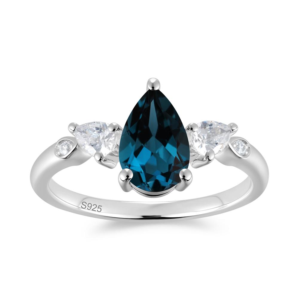 Victorian Milgrain Pear Cut Amethyst Ring Set - LUO Jewelry #gemstone_London Blue Topaz