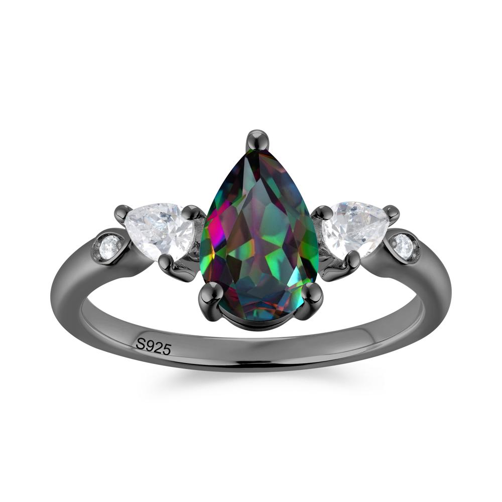 Victorian Milgrain Pear Cut Amethyst Ring Set - LUO Jewelry #gemstone_Mystic Topaz