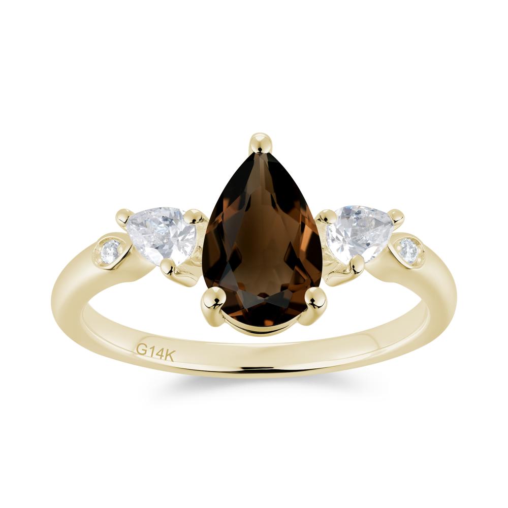 Victorian Milgrain Pear Cut Amethyst Ring Set - LUO Jewelry #gemstone_Smoky Quartz