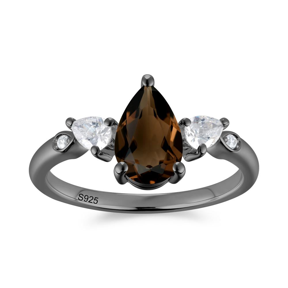 Victorian Milgrain Pear Cut Amethyst Ring Set - LUO Jewelry #gemstone_Smoky Quartz