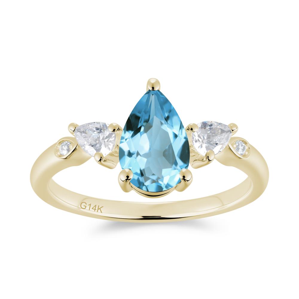 Victorian Milgrain Pear Cut Amethyst Ring Set - LUO Jewelry #gemstone_Swiss Blue Topaz