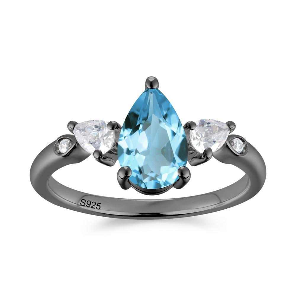 Victorian Milgrain Pear Cut Amethyst Ring Set - LUO Jewelry #gemstone_Swiss Blue Topaz