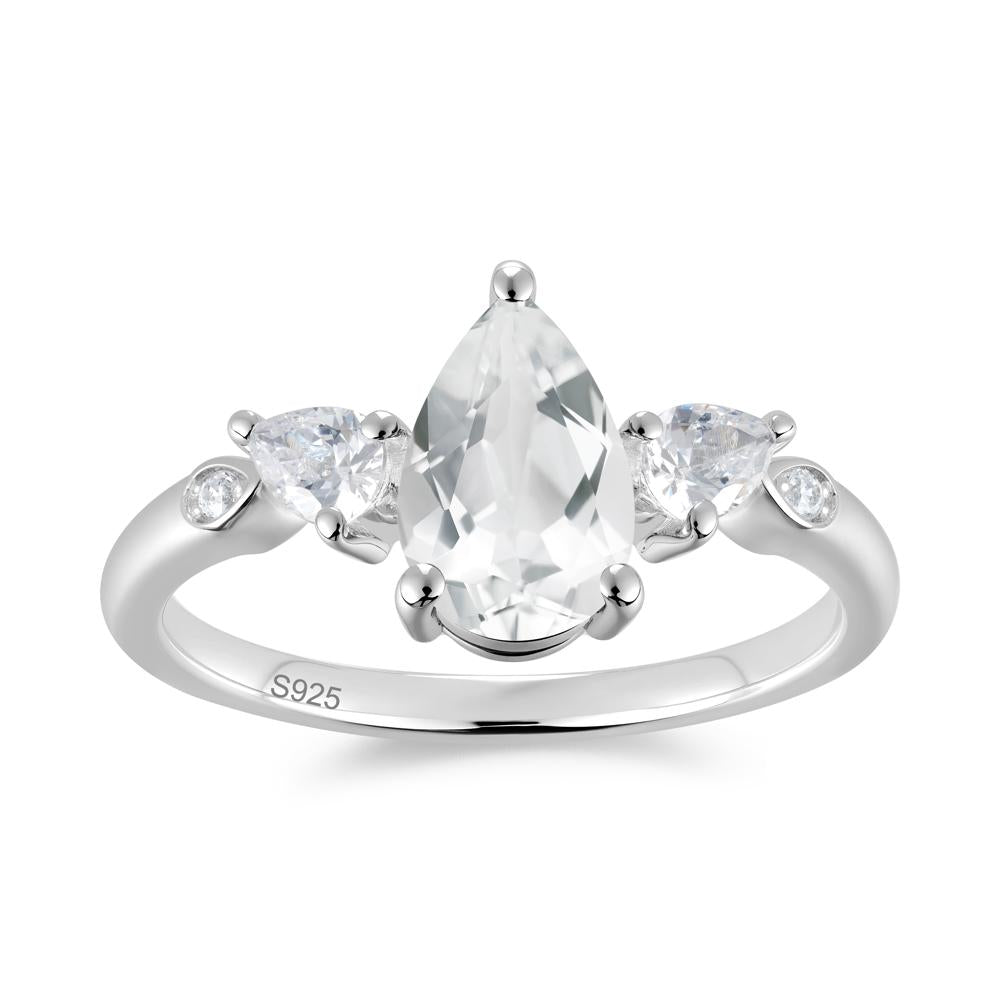 Victorian Milgrain Pear Cut Amethyst Ring Set - LUO Jewelry #gemstone_White Topaz