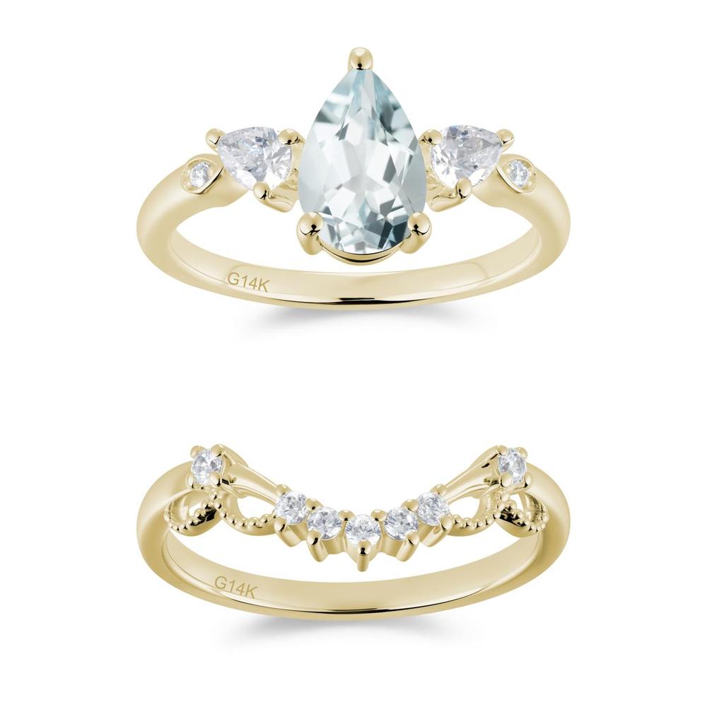 Victorian Milgrain Pear Cut Amethyst Ring Set - LUO Jewelry #gemstone_Aquamarine