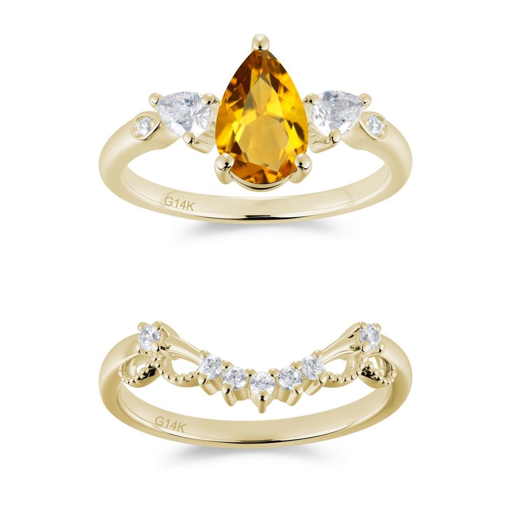Victorian Milgrain Pear Cut Amethyst Ring Set - LUO Jewelry #gemstone_Citrine