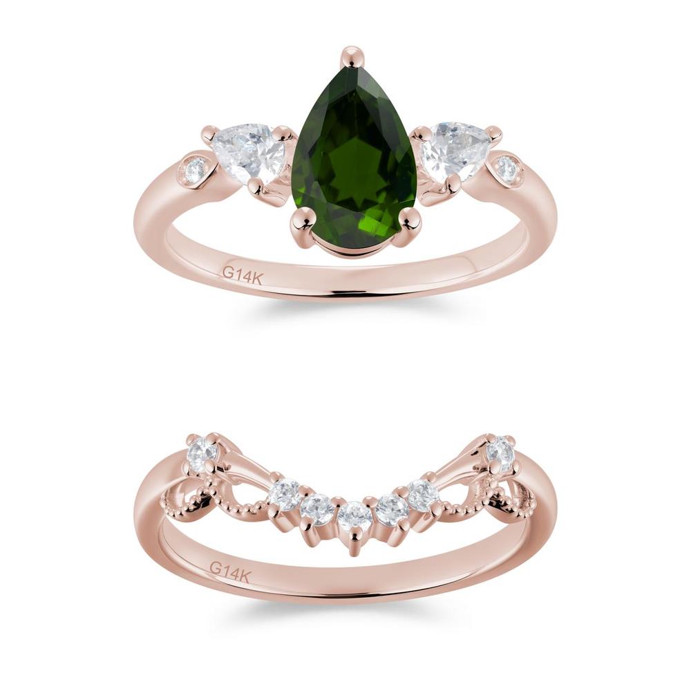 Victorian Milgrain Pear Cut Amethyst Ring Set - LUO Jewelry #gemstone_Diopside