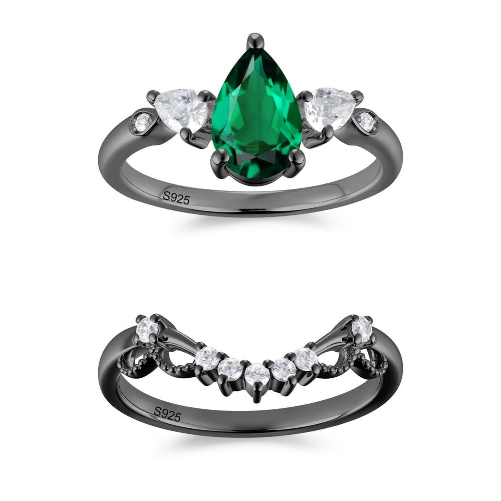 Victorian Milgrain Pear Cut Amethyst Ring Set - LUO Jewelry #gemstone_Emerald