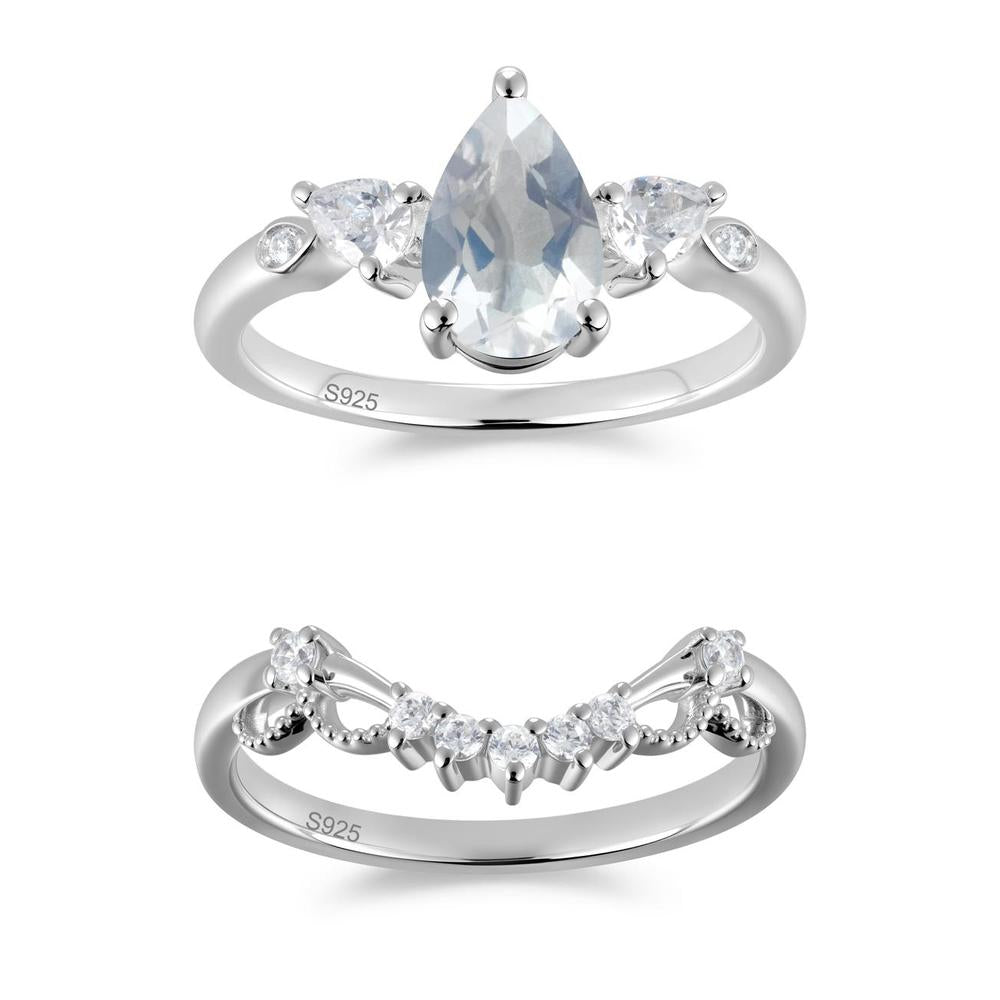 Victorian Milgrain Pear Cut Amethyst Ring Set - LUO Jewelry #gemstone_Moonstone