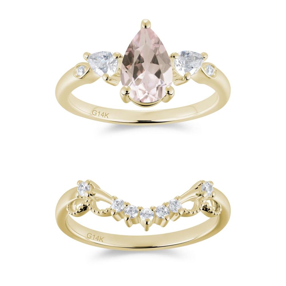 Victorian Milgrain Pear Cut Amethyst Ring Set - LUO Jewelry #gemstone_Morganite