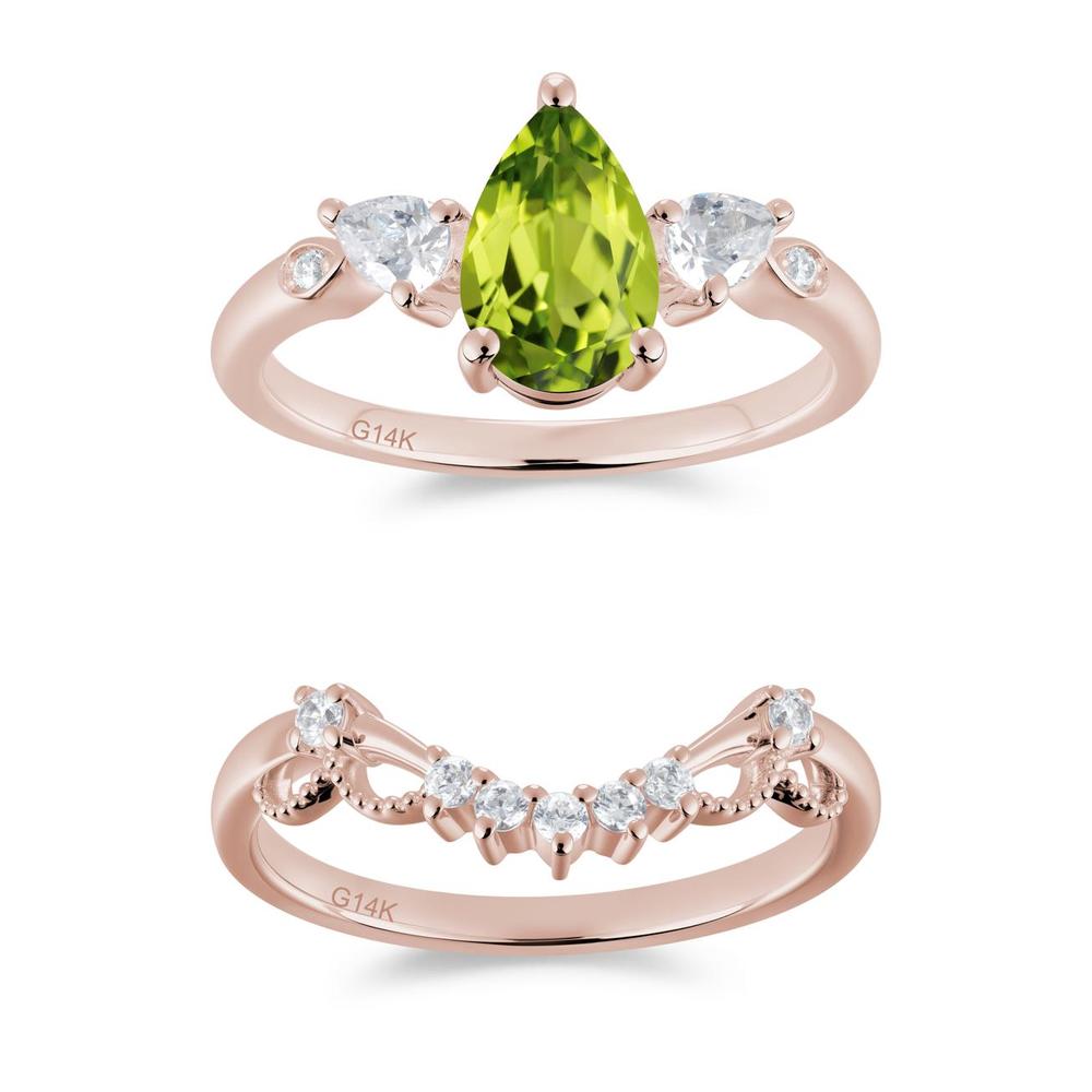 Victorian Milgrain Pear Cut Amethyst Ring Set - LUO Jewelry #gemstone_Peridot