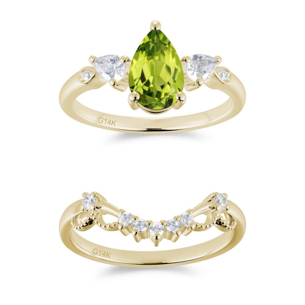 Victorian Milgrain Pear Cut Amethyst Ring Set - LUO Jewelry #gemstone_Peridot