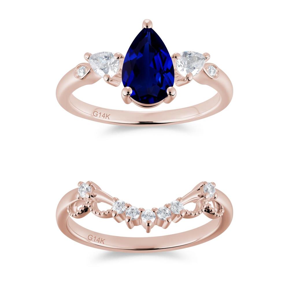 Victorian Milgrain Pear Cut Amethyst Ring Set - LUO Jewelry #gemstone_Sapphire