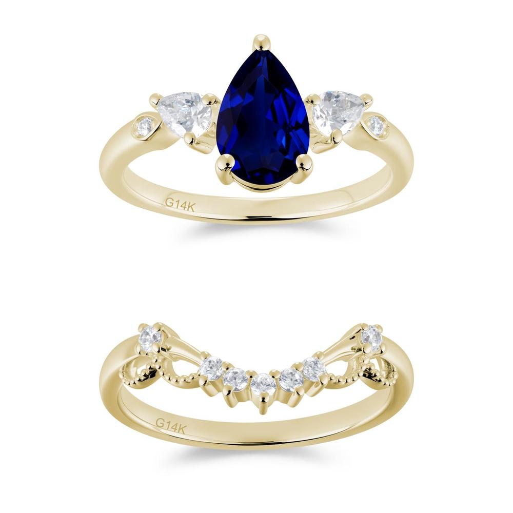 Victorian Milgrain Pear Cut Amethyst Ring Set - LUO Jewelry #gemstone_Sapphire