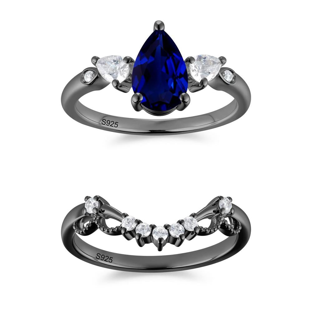 Victorian Milgrain Pear Cut Amethyst Ring Set - LUO Jewelry #gemstone_Sapphire