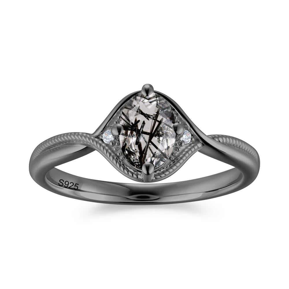 Oval Cut Citrine Twisted Engagement Ring - LUO Jewelry #gemstone_Black Rutilated Quartz