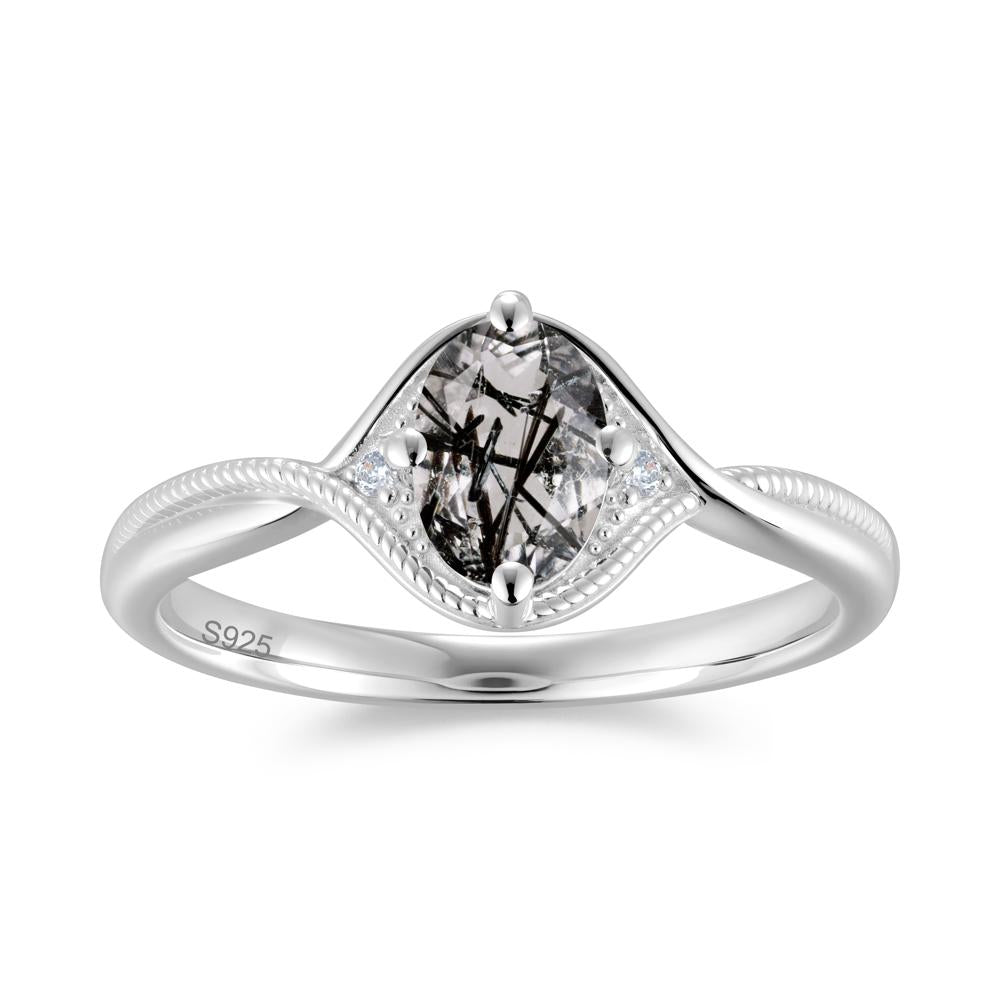 Oval Cut Citrine Twisted Engagement Ring - LUO Jewelry #gemstone_Black Rutilated Quartz