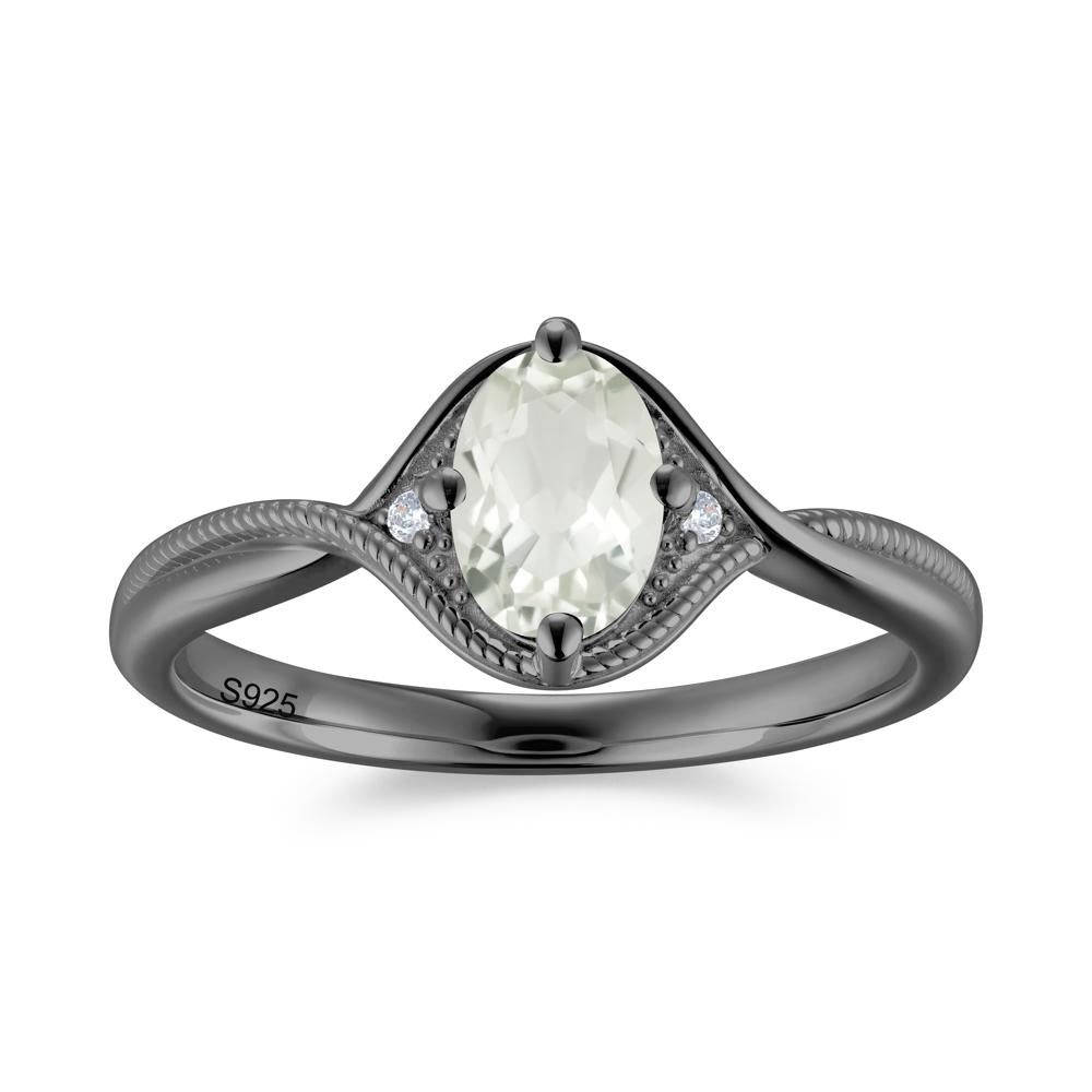 Oval Cut Citrine Twisted Engagement Ring - LUO Jewelry #gemstone_Green Amethyst