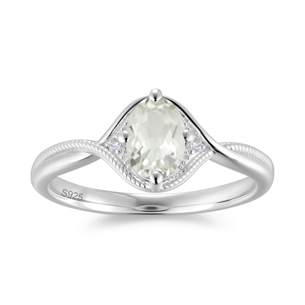 Oval Cut Citrine Twisted Engagement Ring - LUO Jewelry #gemstone_Green Amethyst