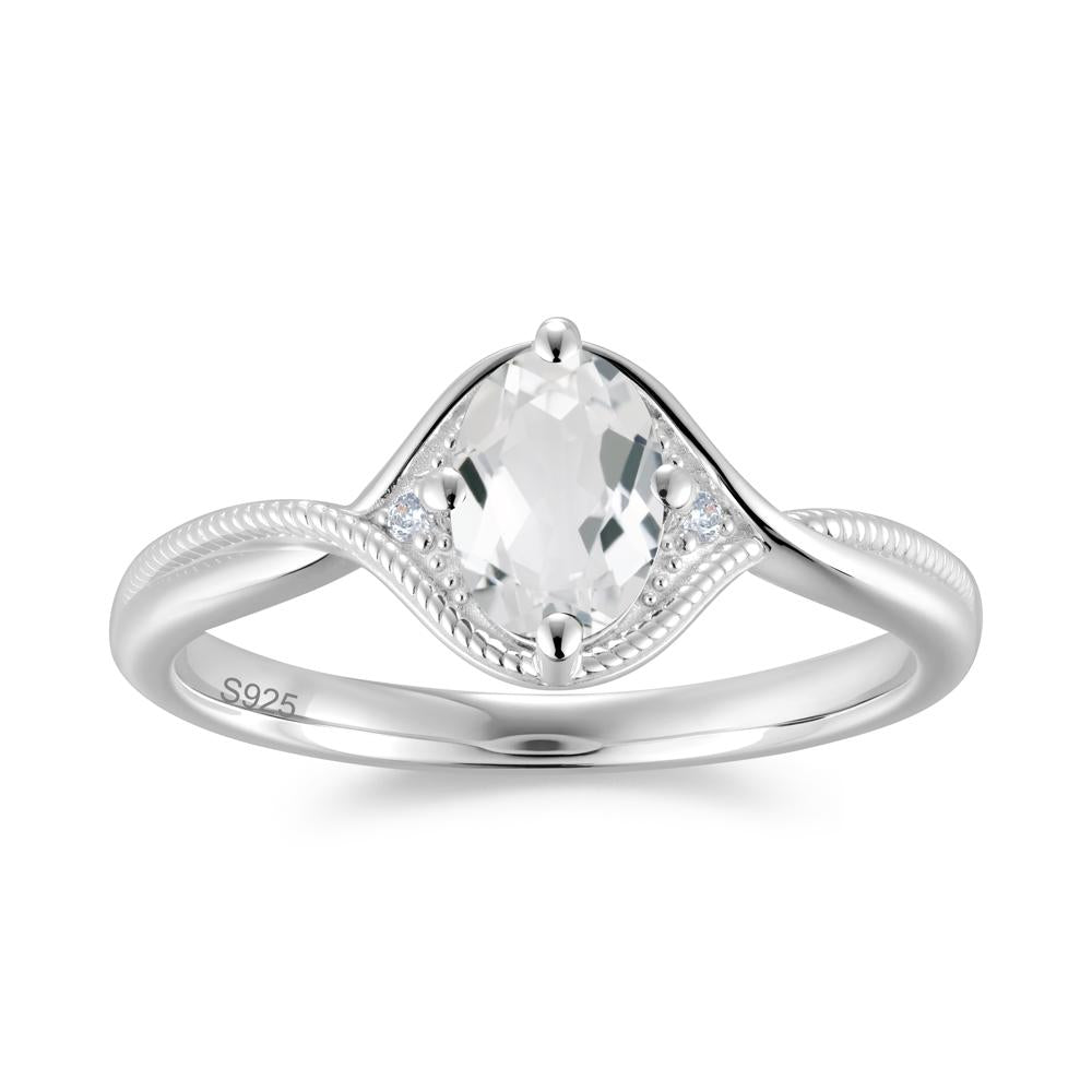 Oval Cut Citrine Twisted Engagement Ring - LUO Jewelry #gemstone_White Topaz