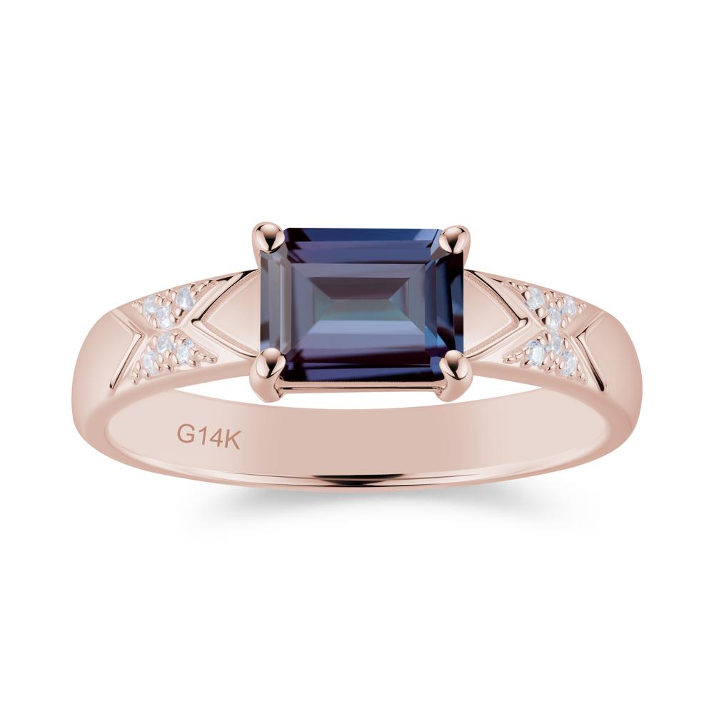 Unisex Emerald Cut Black Spinel Wide Band Ring - LUO Jewelry #gemstone_Alexandrite