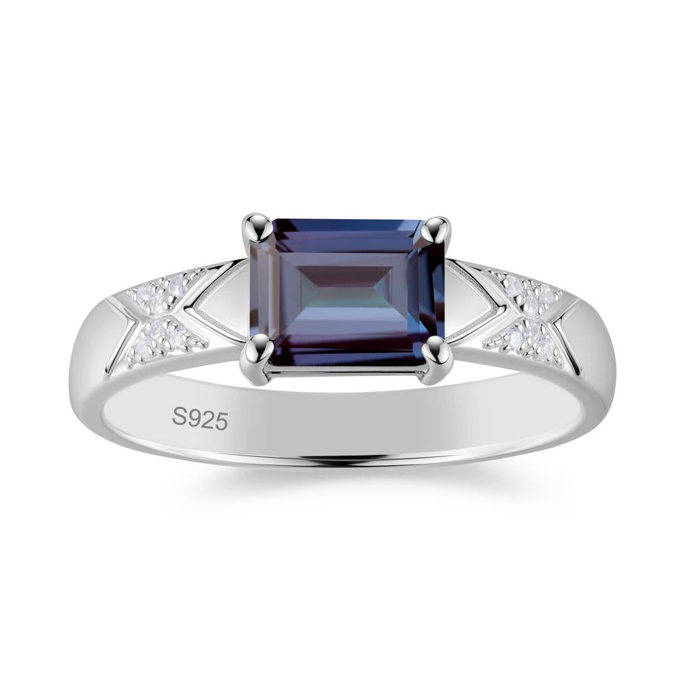 Unisex Emerald Cut Black Spinel Wide Band Ring - LUO Jewelry #gemstone_Alexandrite