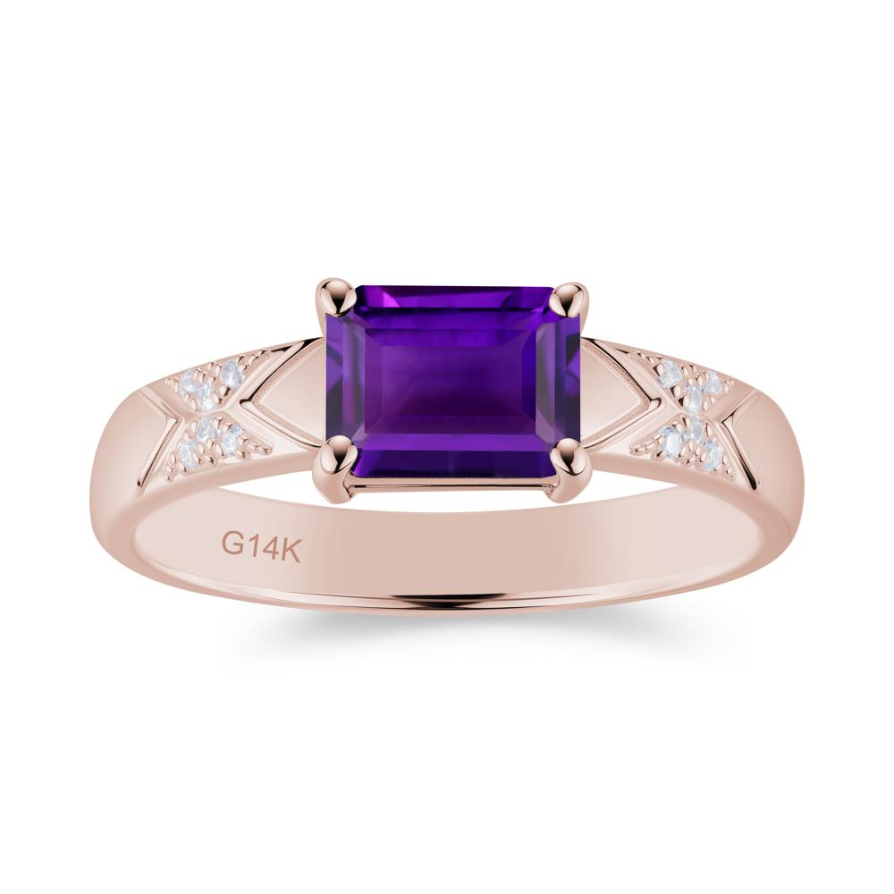 Unisex Emerald Cut Black Spinel Wide Band Ring - LUO Jewelry #gemstone_Amethyst