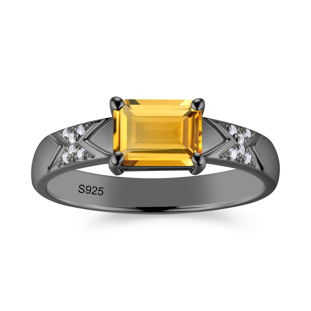 Unisex Emerald Cut Black Spinel Wide Band Ring - LUO Jewelry #gemstone_Citrine
