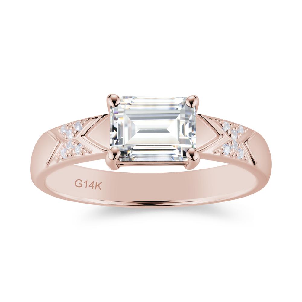 Unisex Emerald Cut Black Spinel Wide Band Ring - LUO Jewelry #gemstone_Cubic Zirconia