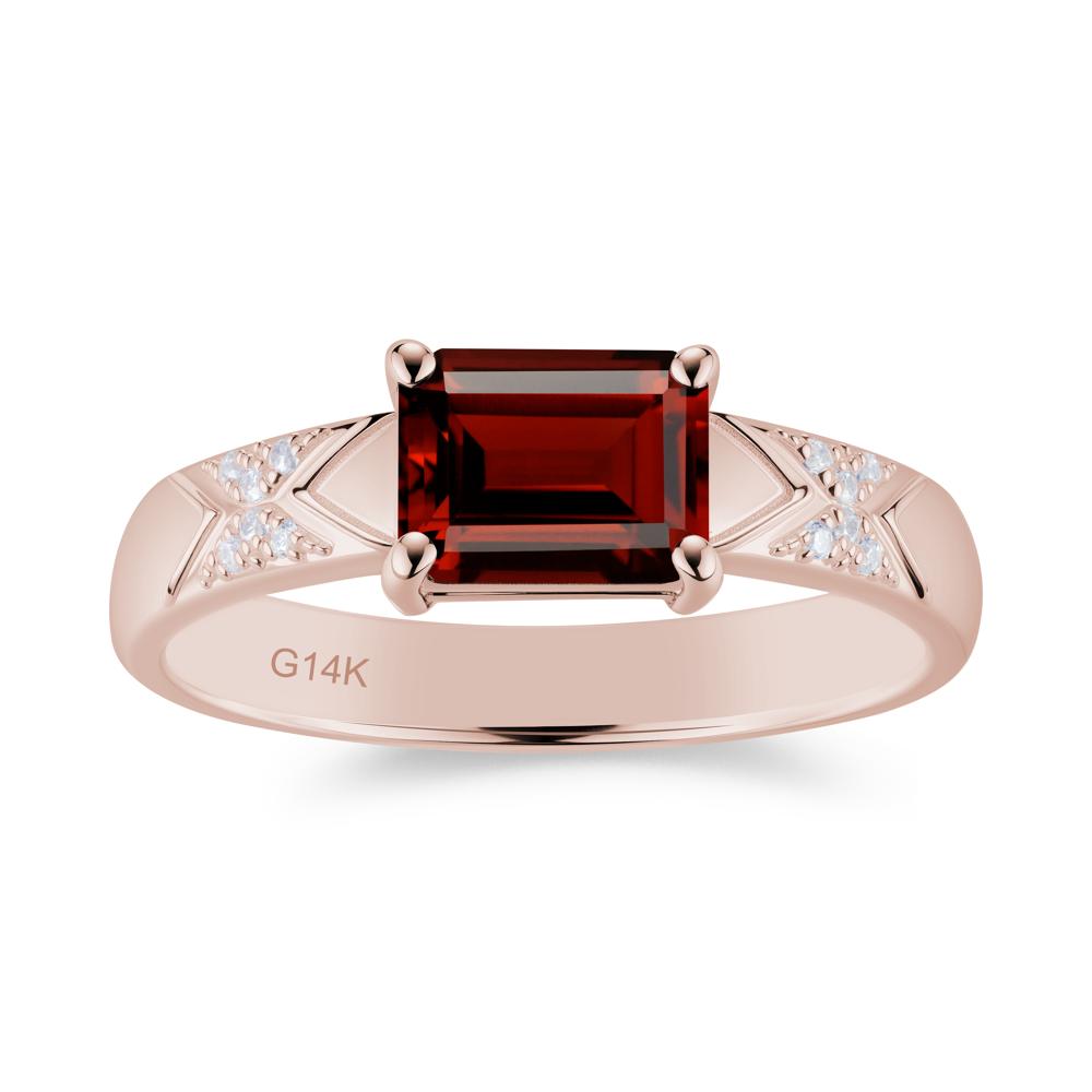 Unisex Emerald Cut Black Spinel Wide Band Ring - LUO Jewelry #gemstone_Garnet