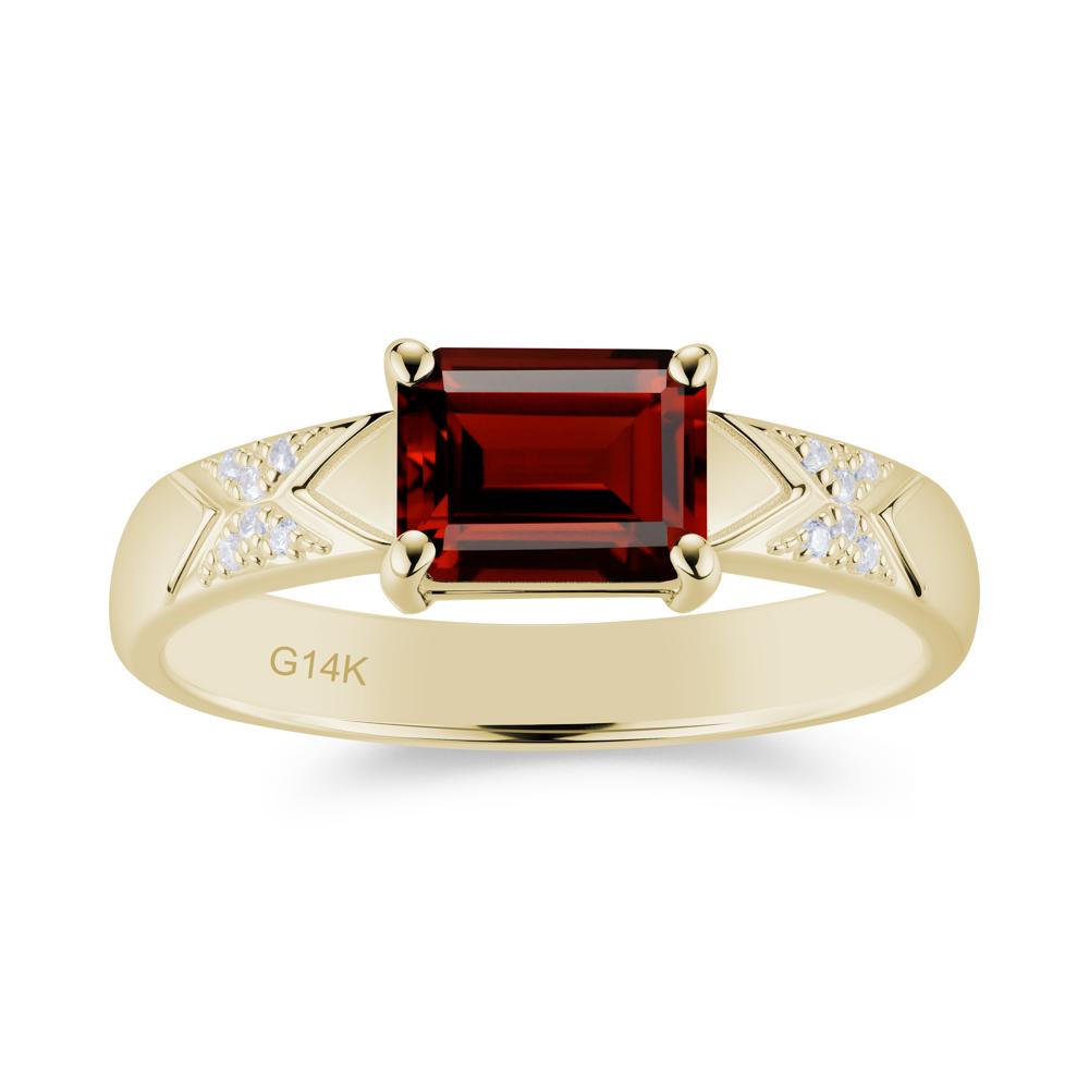 Unisex Emerald Cut Black Spinel Wide Band Ring - LUO Jewelry #gemstone_Garnet