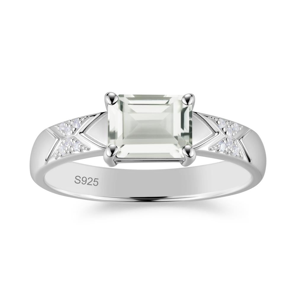 Unisex Emerald Cut Black Spinel Wide Band Ring - LUO Jewelry #gemstone_Green Amethyst