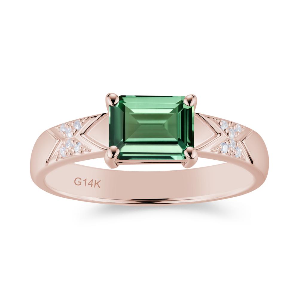 Unisex Emerald Cut Black Spinel Wide Band Ring - LUO Jewelry #gemstone_Green Sapphire