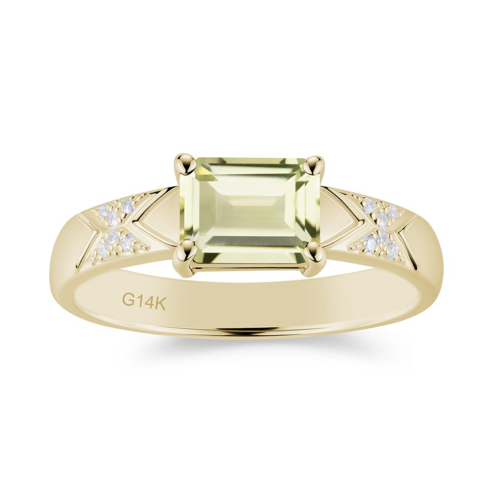 Unisex Emerald Cut Black Spinel Wide Band Ring - LUO Jewelry #gemstone_Lemon Quartz