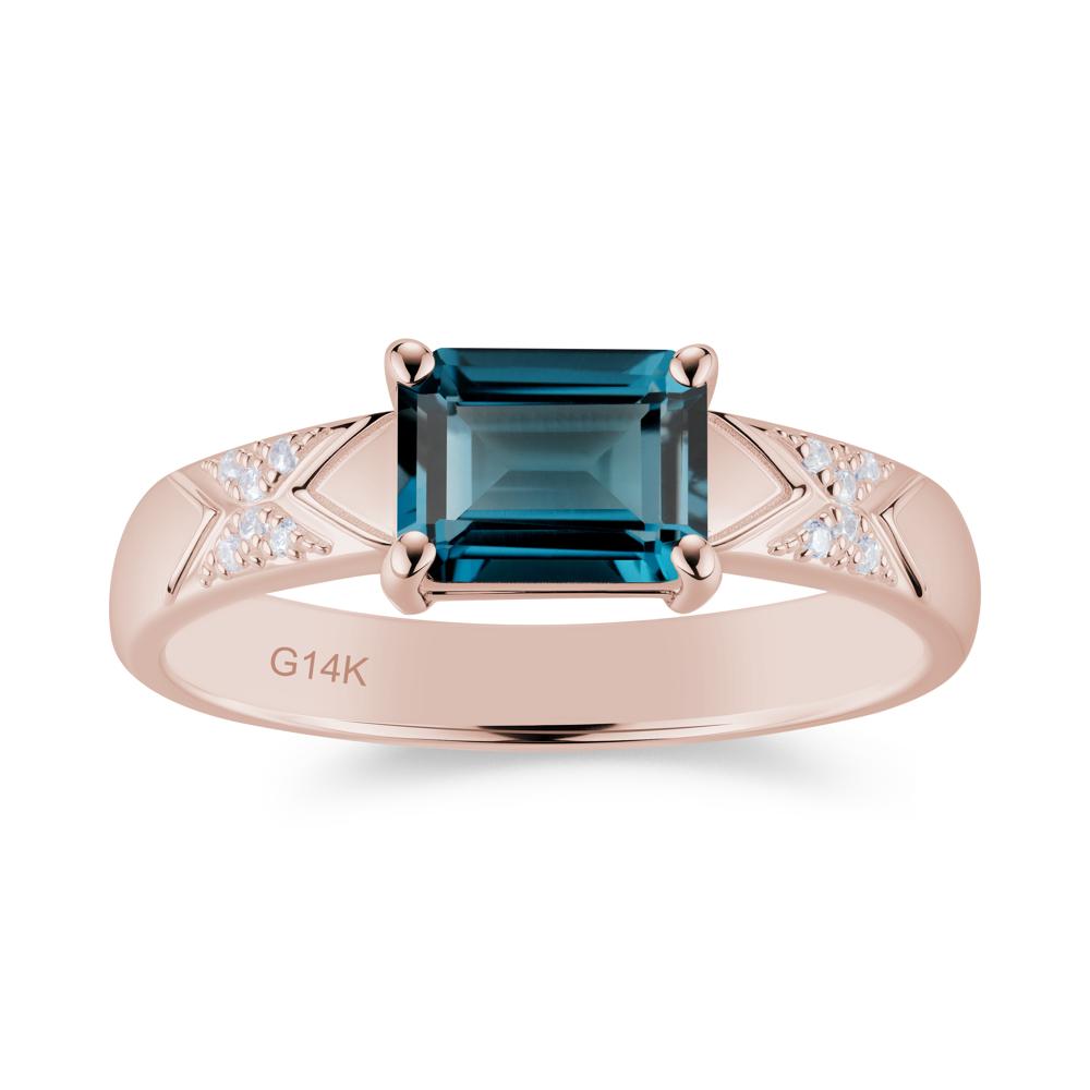 Unisex Emerald Cut Black Spinel Wide Band Ring - LUO Jewelry #gemstone_London Blue Topaz